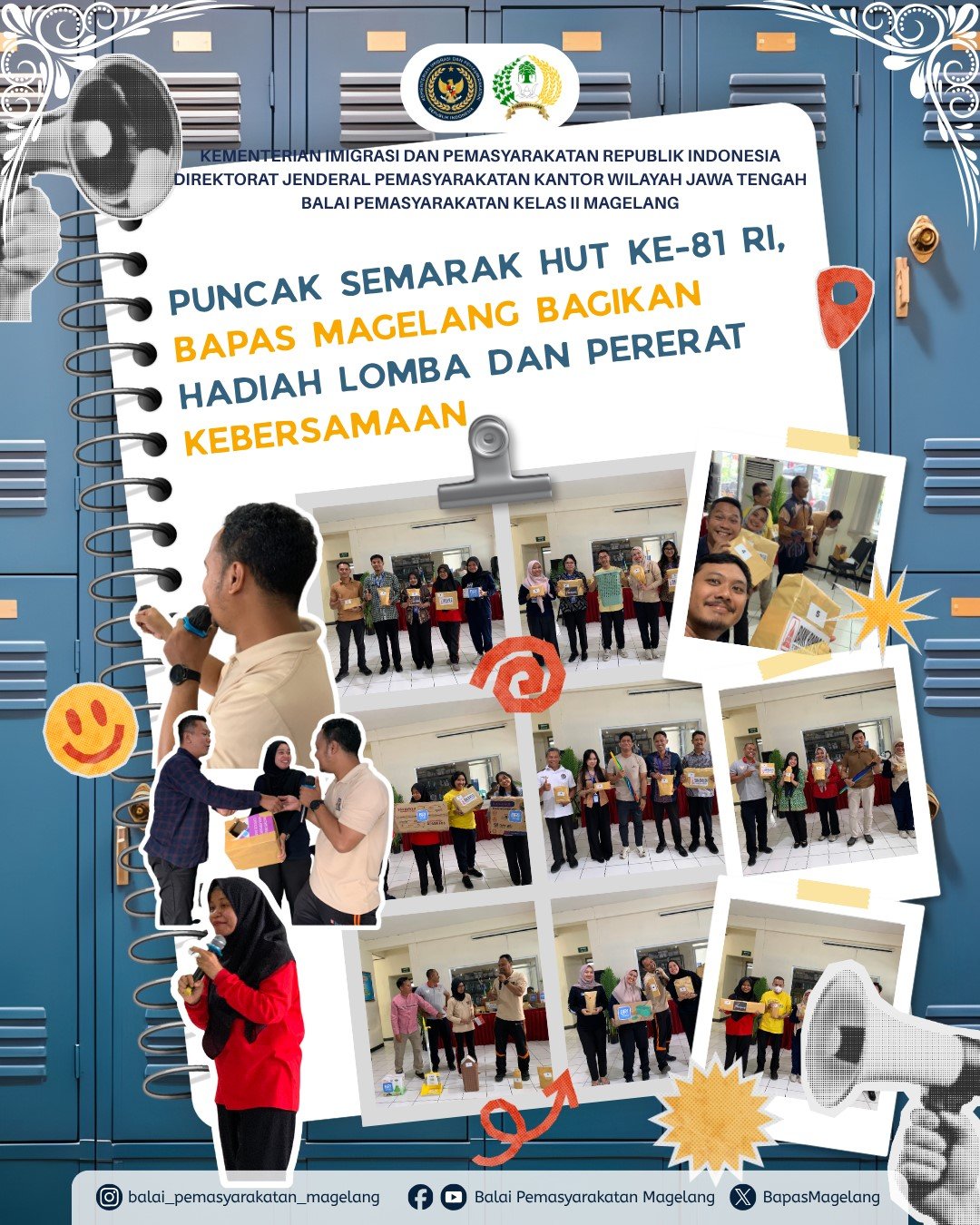 Puncak Semarak HUT ke-81 RI, Bapas Magelang Bagikan Hadiah Lomba dan Pererat Kebersamaan